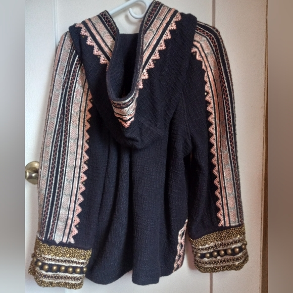 Free People Black and Gold Embroidered Jacket - Picture 4 of 6